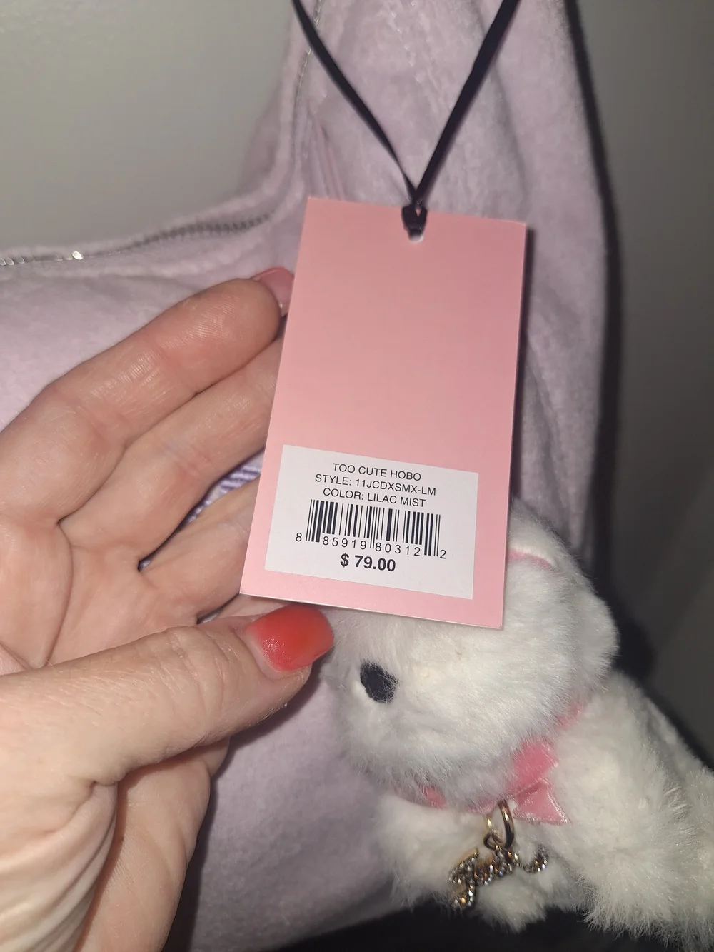 EXCLUSIVE Juicy Couture Lilac/Pastel Pink Logo Hobo Bag with Plush Charm